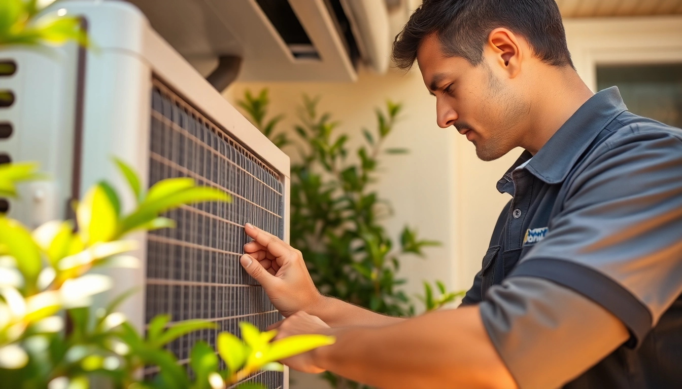 Expert AC Repair Tampa technician inspecting an air conditioning unit outdoors.