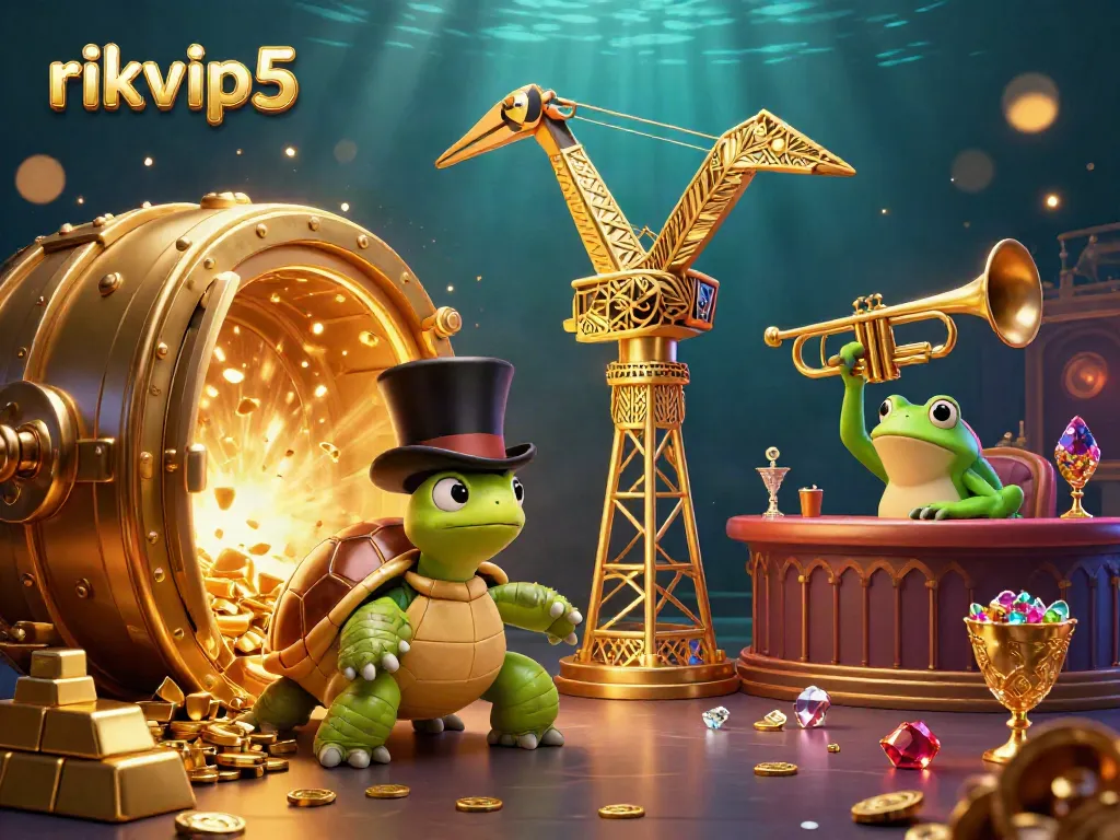 Experience rikvip5 with vibrant 3D casino characters and treasure in a dazzling digital scene.