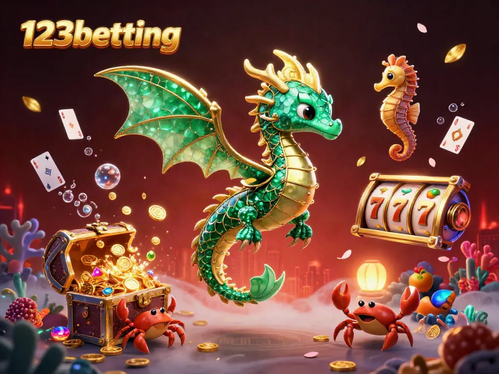Experience the excitement of 123betting with a vibrant underwater scene filled with treasures and casino elements.