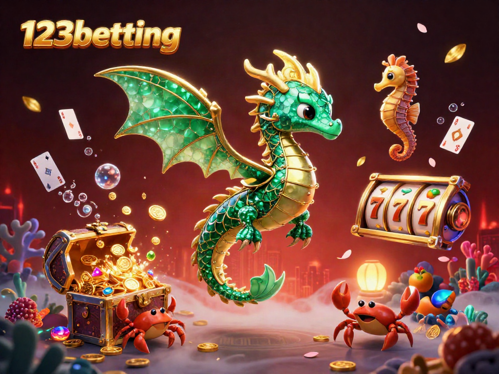 Experience the excitement of 123betting with a vibrant underwater scene filled with treasures and casino elements.