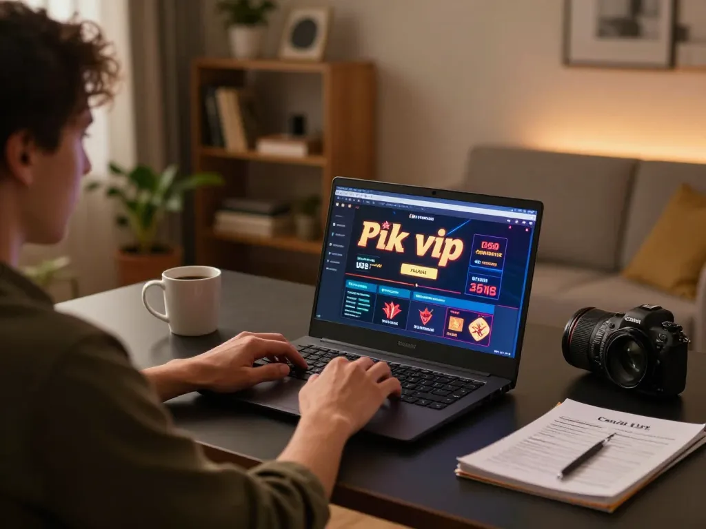 A player enjoying rik vip online casino games at a modern home gaming setup.
