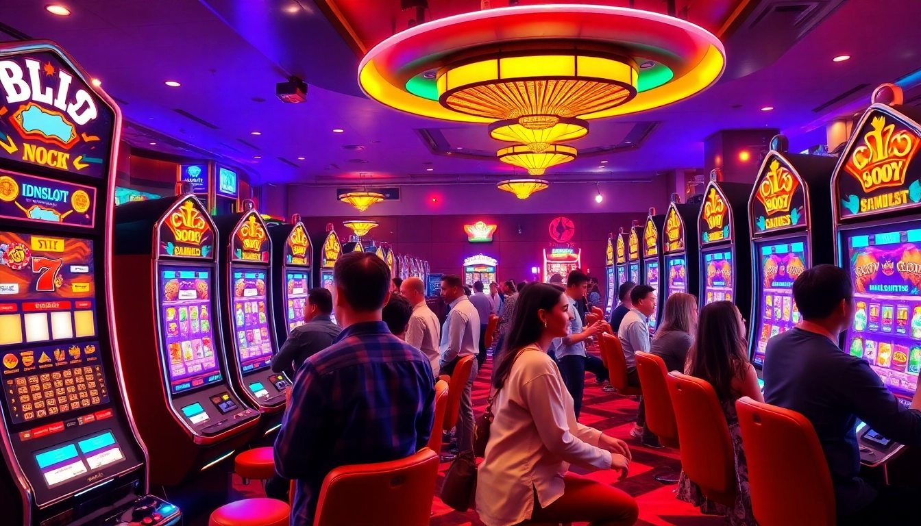 Experience excitement at the idnslot gaming interface with players engaged in thrilling slot games.