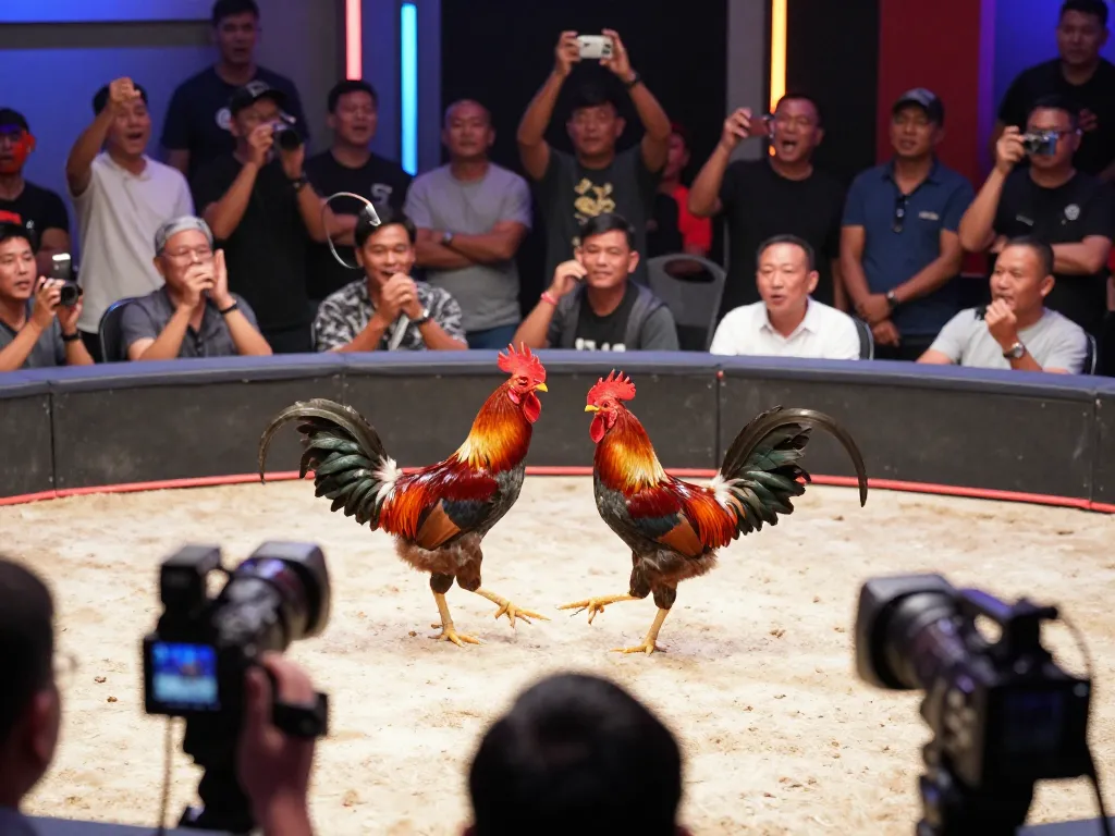 Experience the excitement of đá gà trực tiếp in a high-energy live event with fierce competition and cheering crowds.