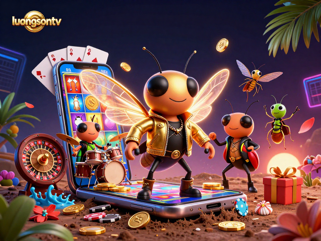 Experience thrilling gaming at luongsontv with a vibrant, dynamic casino scene featuring engaging characters and exciting game elements.