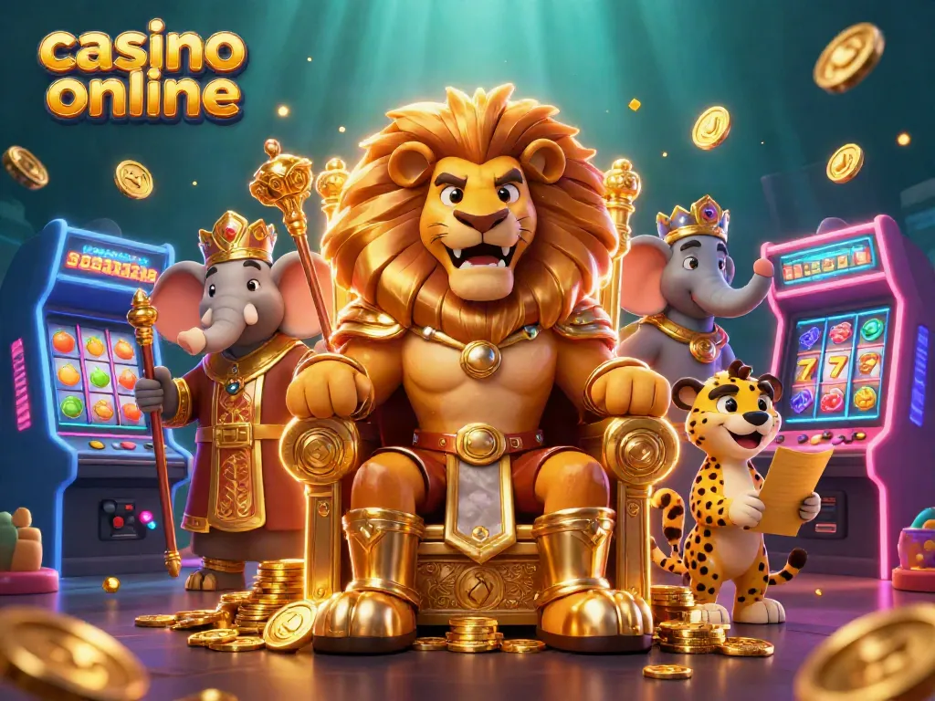 Disfruta de una emocionante experiencia en el casino online con el rey león y sus amigos.