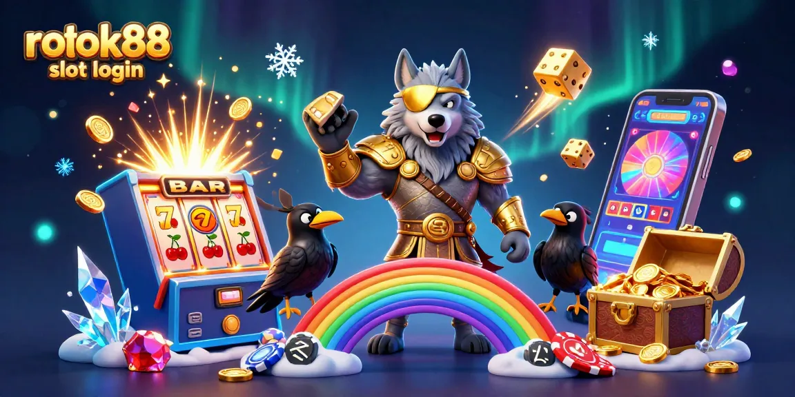 Experience exciting gameplay with rokok88 slot login in a vibrant casino-inspired digital art scene filled with winning symbols.