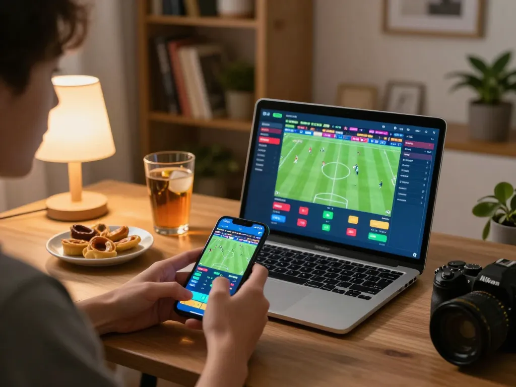 Xoilac user placing sports bets on a smartphone during a live match.