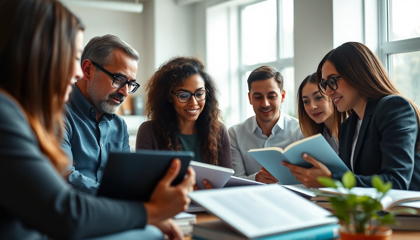 Certification help providers assisting professionals in a collaborative environment.