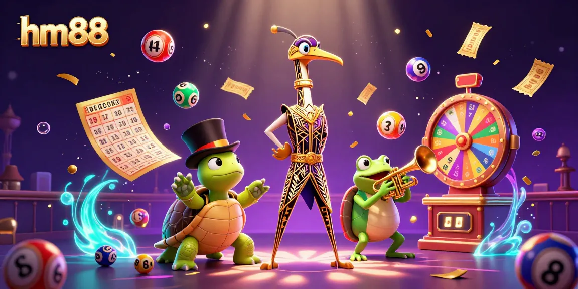 Win big at hm88 with vibrant colors and dynamic casino elements featuring a fun 3D illustration.