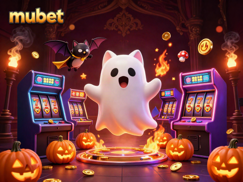 Win big with mubet as the friendly ghost cat and vampire bat explore a haunted casino.