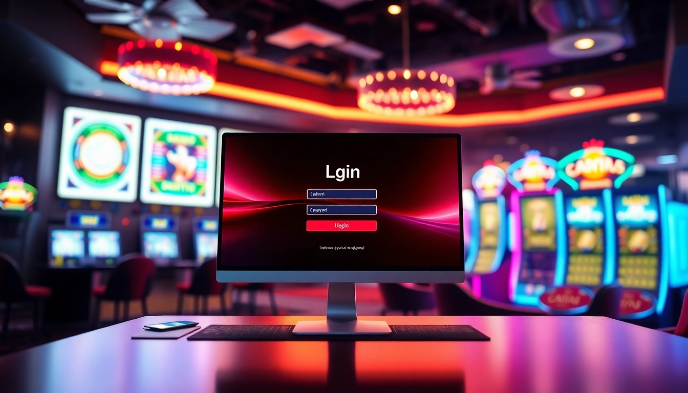 Masuk ke KEY4D LOGIN melalui antarmuka kasino modern dengan pencahayaan dramatis.