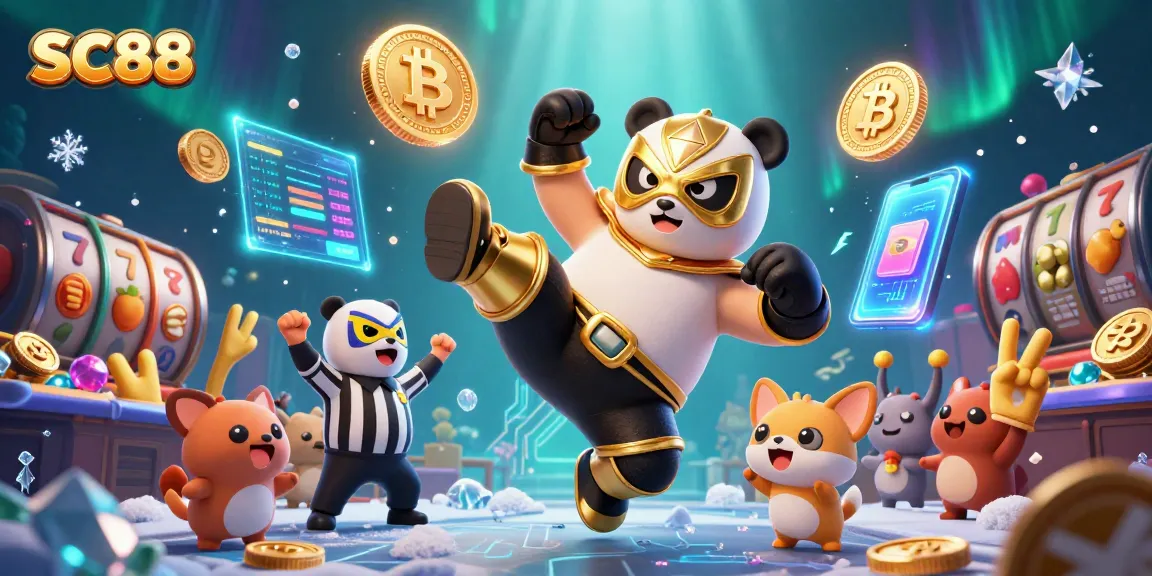 Experience thrilling SC88 casino action with animated characters and vibrant crypto elements.