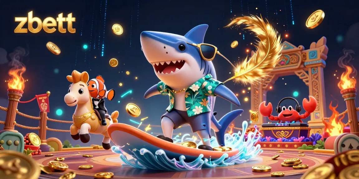 Experience zbett's thrilling gameplay with a vibrant casino-themed illustration featuring fun characters.