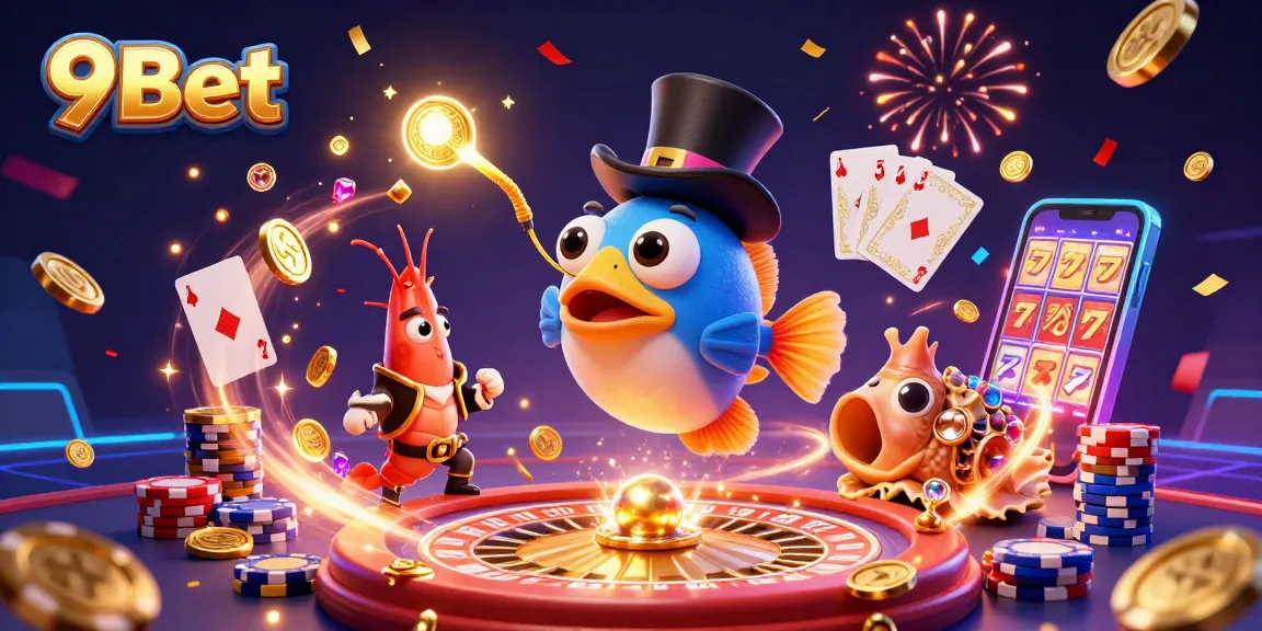 Attract golden rewards and excitement at 9Bet with this vibrant 3D casino scene.