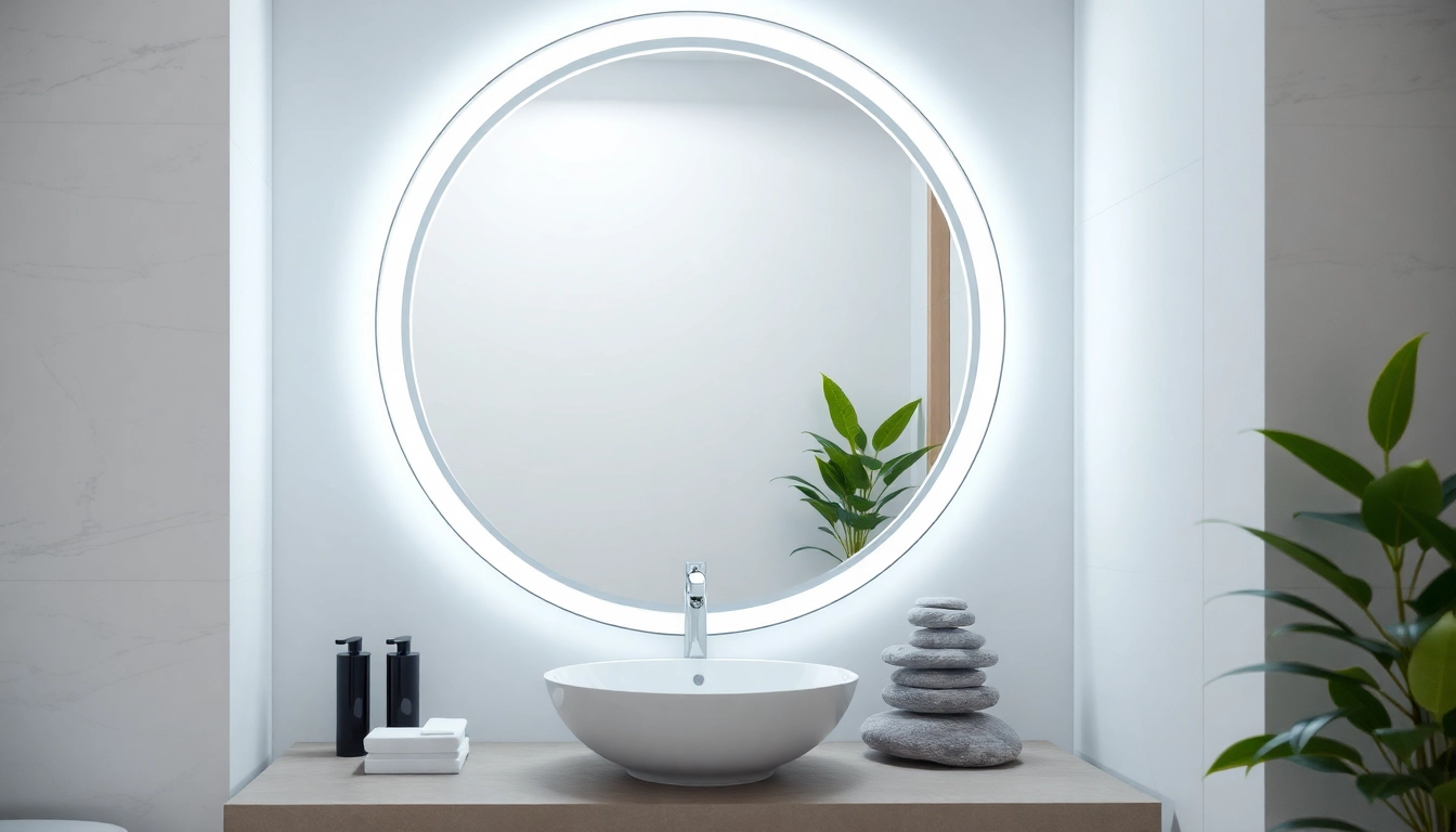 Enhance your space with a stylish mirror and led lights creating a relaxing atmosphere.