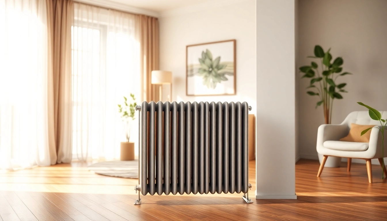 Heizkörper kaufen: Elegante moderne Heizkörper in einem einladenden Wohnzimmer-Setting.