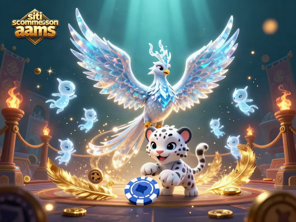 I migliori siti scommesse non AAMS mostrano un'illustrazione di un fenice di ghiaccio con personaggi e decorazioni casino.