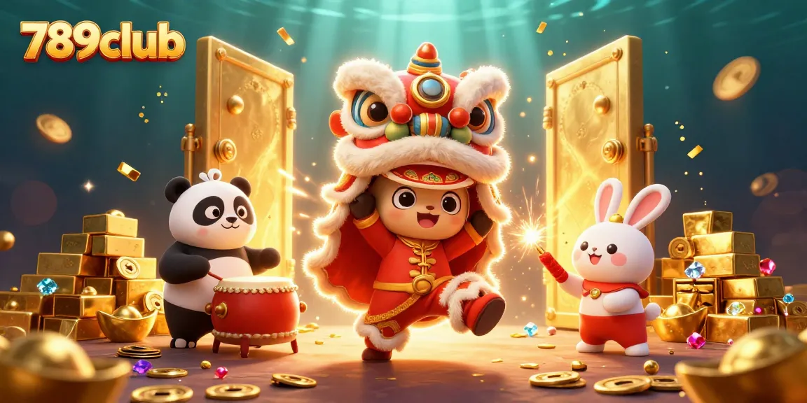 Khám phá thế giới giải trí tại 789club với những hình ảnh sôi động của cửa sòng bài vàng và các nhân vật hoạt hình.