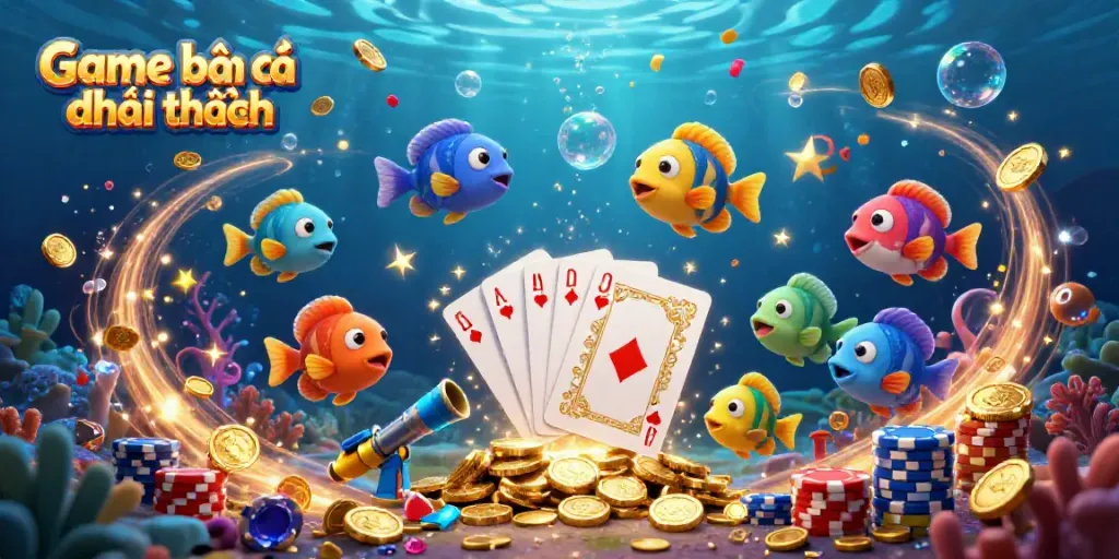 Engage in Game bắn cá đổi thưởng with vibrant sea creatures, dynamic visuals, and a colorful fish game cannon.