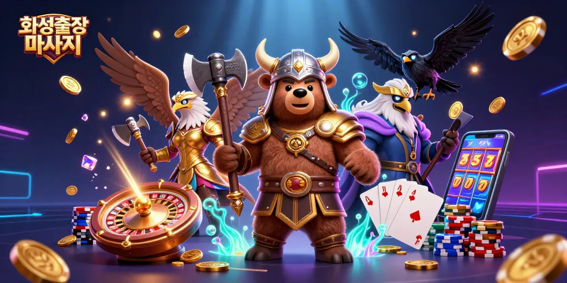 Experience thrilling 화성출장마사지 action with vibrant characters and casino elements, capturing dynamic energy.
